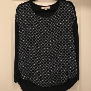 Loft Top Blue Patterned